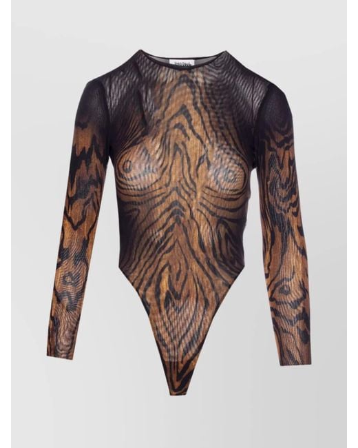 Jean Paul Gaultier Blue Sheer Long-Sleeve Blouse