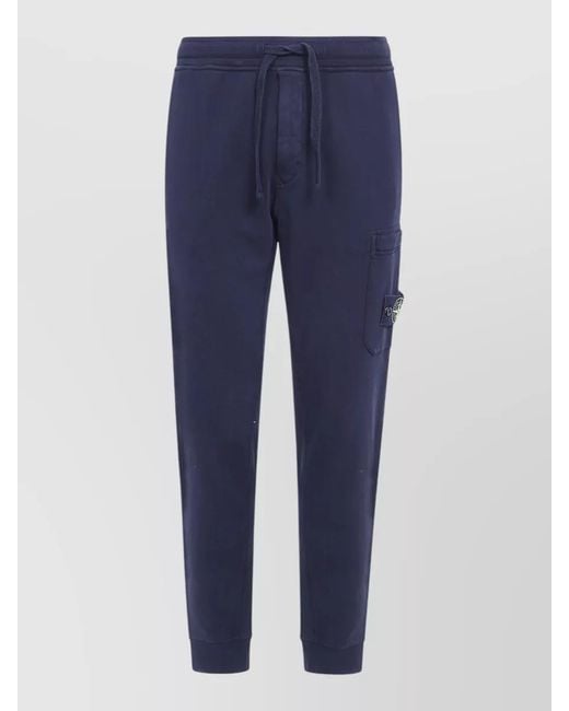 Stone Island Blue Track Pants Ribbed Cuffs Side Pocket for men