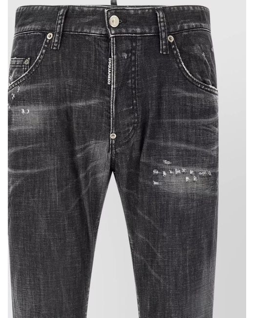 DSquared² Gray Skater Jeans Distressed Detailing Belt Loops for men