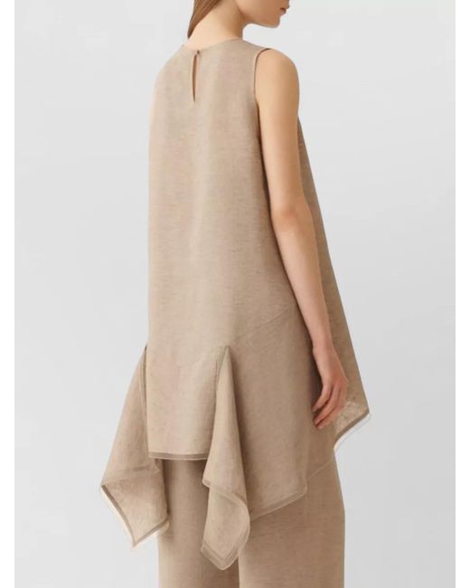 Fabiana Filippi Natural Sleeveless Asymmetric Paneled Tunic Top
