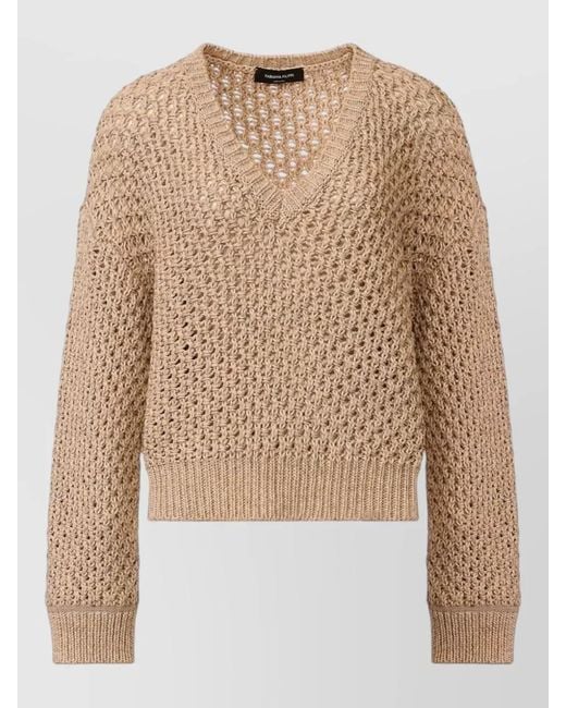 Fabiana Filippi Natural V-Neck Long-Sleeve Sweater