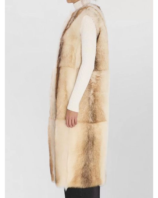 Yves Salomon Natural Lamb Fur Long Vest