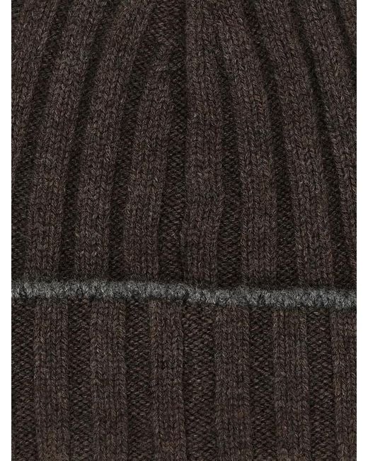 Brunello Cucinelli Multicolor Cashmere Ribbed Beanie Turn Up Lapel for men