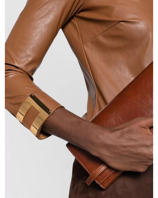 Elisabetta Franchi Brown Faux Leather Fitted Jacket