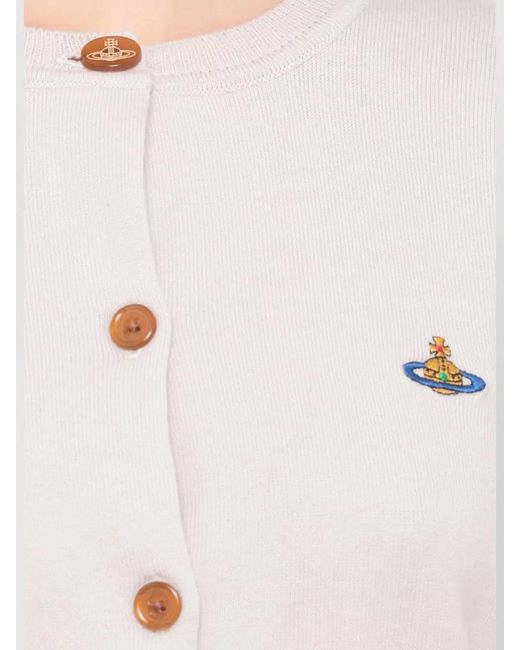 Vivienne Westwood Natural Cashmere Blend Cropped Crewneck Cardigan