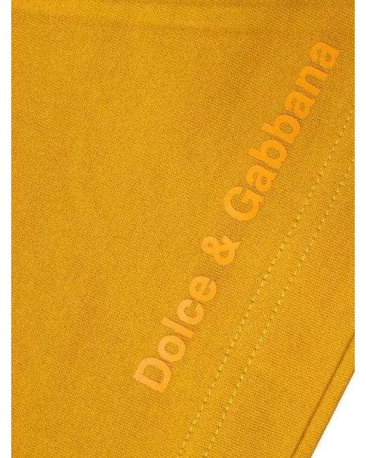 Dolce & Gabbana Yellow Cotton Logo Crew Neck Short Sleeve T-Shirt for men