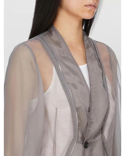 Rick Owens Gray Stag Jkt Tailored Blazer Silk Blend