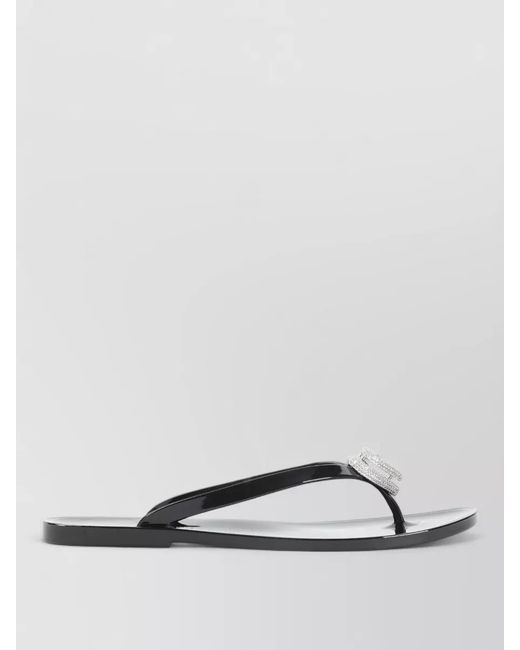 Mach & Mach Gray Double Heart Rubber Thong Flat Flip Flops