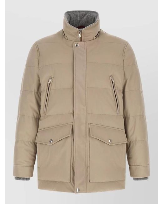 Brunello Cucinelli Natural Hooded Water Resistant Goose Down Parka for men