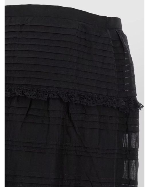 Isabel Marant Black Paoline Long Skirt Pleats Tiers Lace Sheer