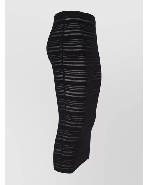 ANDREADAMO Black Knee Length Skirt Elastic Waistband