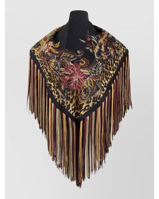 Etro Multicolor Silk Floral-Print Shawl