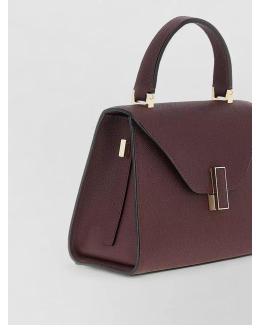 Valextra Purple Iside Mini Leather Top Handle Bag