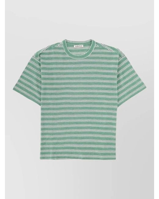 YMC Green Short Sleeve Crew Neck Striped Shirt for men