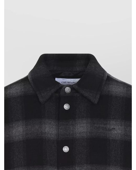 Off-White c/o Virgil Abloh Black Flannel Wool Overshirt Padded Coat for men