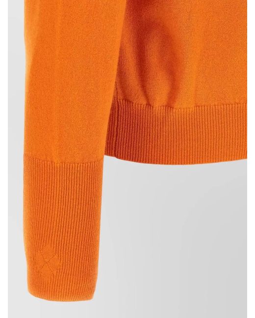 Ballantyne Orange Cashmere Diamond Intarsia Crew Neck Sweater for men