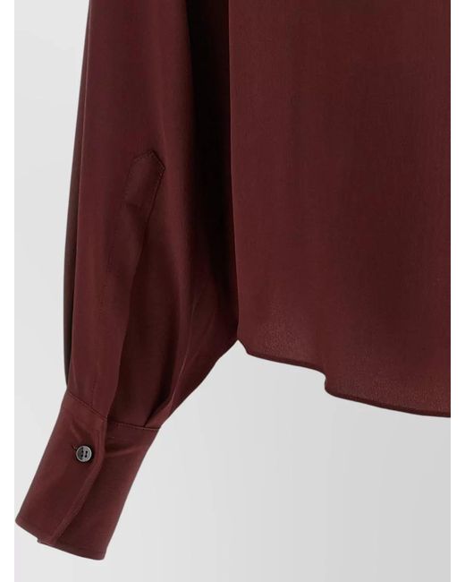 Brunello Cucinelli Purple Silk Shirt Batwing Sleeves Removable Tie