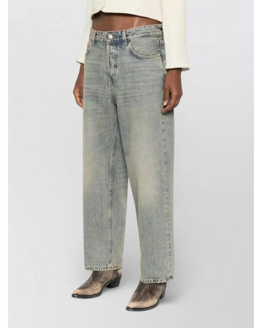 Haikure Gray Cotton High-Rise Straight-Leg Jeans
