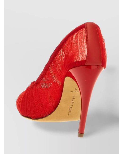 Nensi Dojaka Red Tulle Pumps
