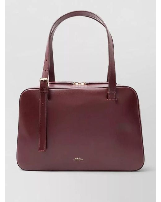 A.P.C. Red Virginie Rectangular Shoulder Bag Adjustable Strap