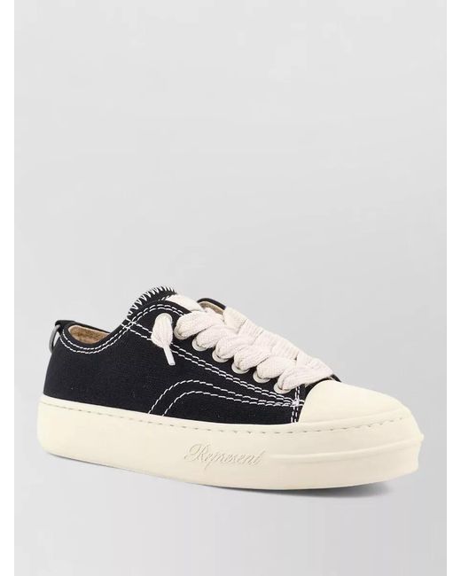 Represent Blue Canvas Rubber Sneakers Contrasting Stitching Toe for men