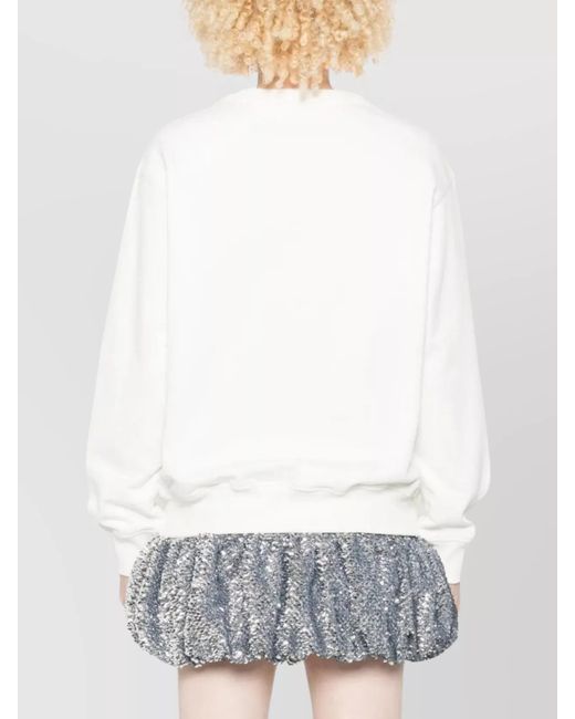 Casablanca White Ribbed Cotton Ski Print Sweatshirt