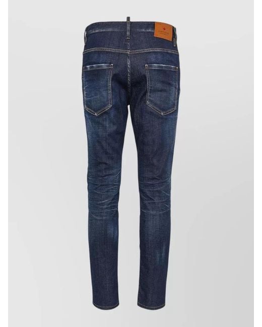 DSquared² Blue Denim Jeans Belt Loops Contrast Stitching Pockets for men