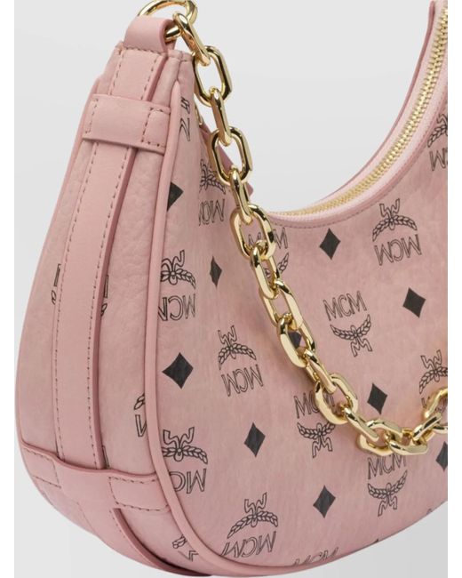 MCM Pink Aren Leather Shoulder Bag