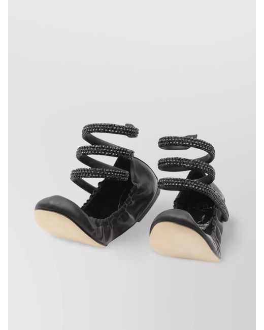 Rene Caovilla Multicolor Lambskin Crystal-Embellished Ballerina Shoes