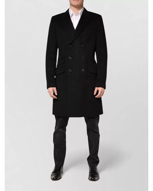 Dolce & Gabbana Black Cashmere Double-Breasted Coat for men