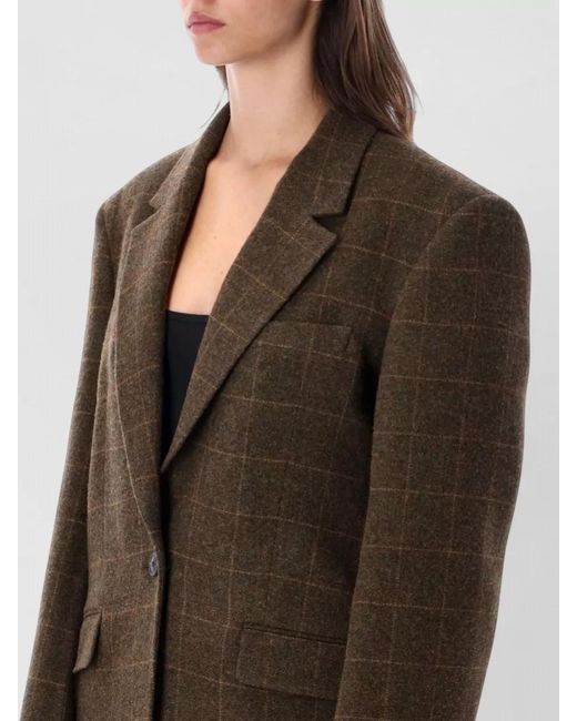 Rohe Brown Virgin Wool Oversized Checked Blazer