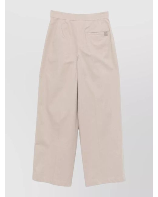 Emporio Armani Natural Cotton Pleated Wide-Leg Trousers