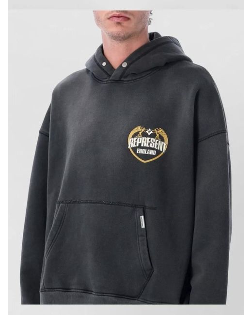 Represent Blue Angel Border Hoodie Relaxed Knitwear Piece for men