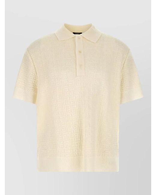 Brioni Natural Asolo Polo Shirt Ribbed Collar Short Sleeves for men