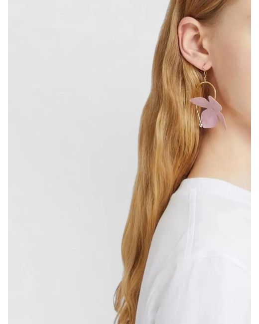 Marni Pink Drop Earrings Featuring Floral Inspired Accents