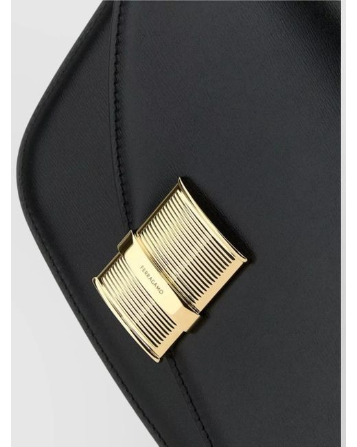 Ferragamo Black Gancini Leather Crossbody Bag