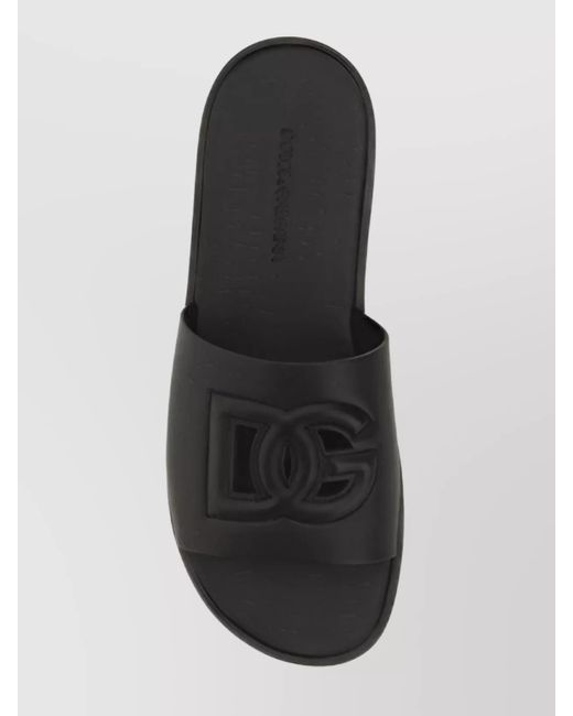 Dolce & Gabbana Black Leather Logo Slides for men