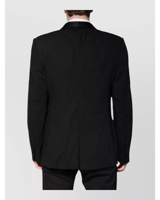 Dolce & Gabbana Black Wool Silk Single Breasted Coat for men