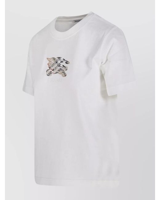 Burberry White Frankie Embroidered Ekd Cotton T-Shirt