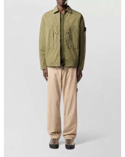 Stone Island Green Cotton Overshirt Jacket for men