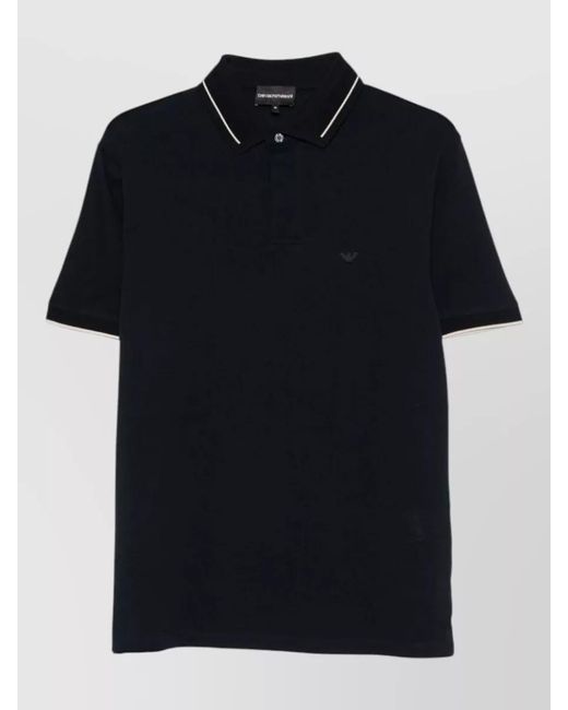 Emporio Armani Black Polo Shirt Cotton Logo Short Sleeves for men