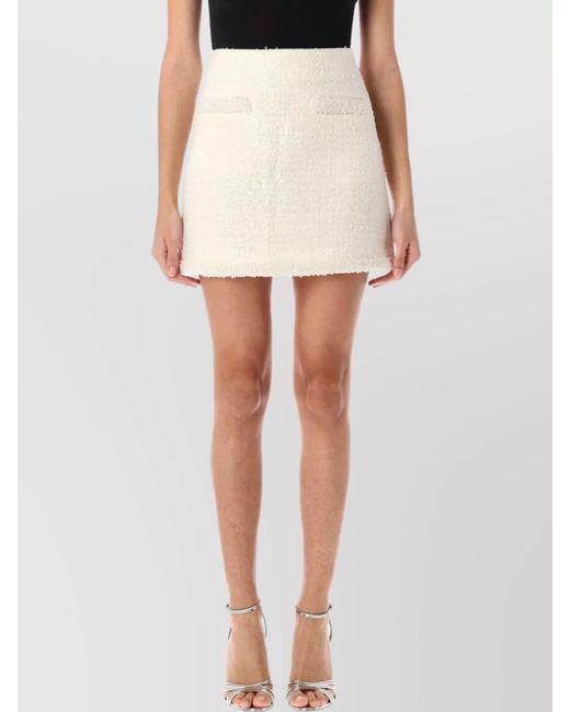 Self-Portrait White Bouclé Beaded Mini Skirt