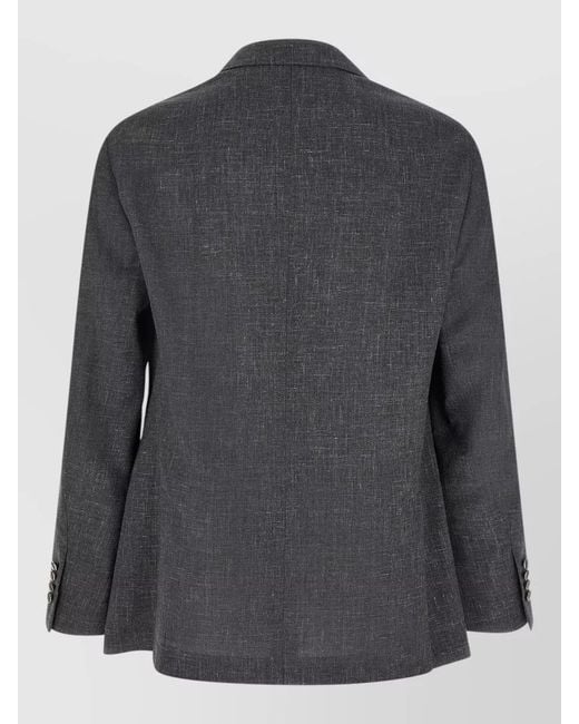 Brunello Cucinelli Black Silk Blend Deconstructed Suit Jacket for men