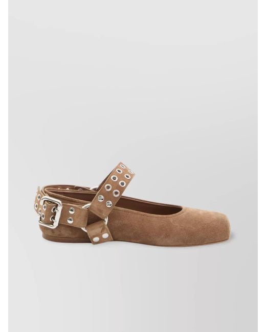 Alaïa White Leather Biker Ballet Flats