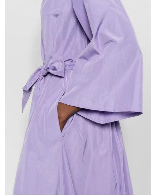 Forte_forte Purple Belted V-Neck Wrap Midi Dress