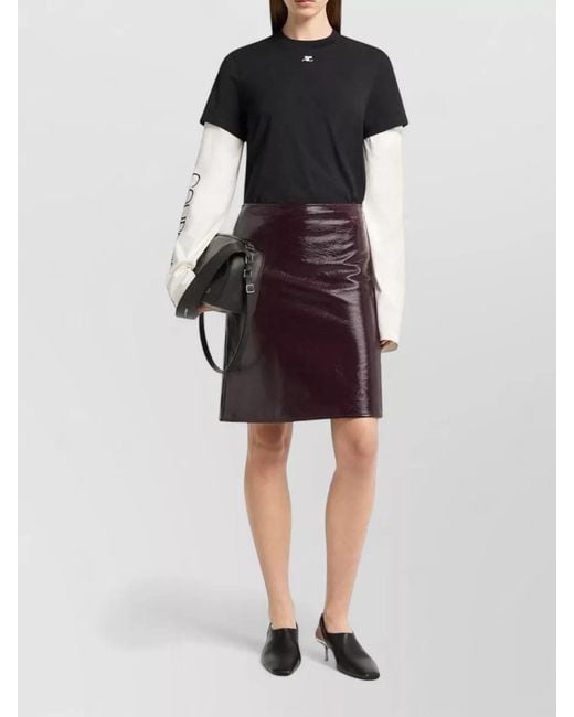 Courreges Black Logo Cotton Skirt Crew Neck Design