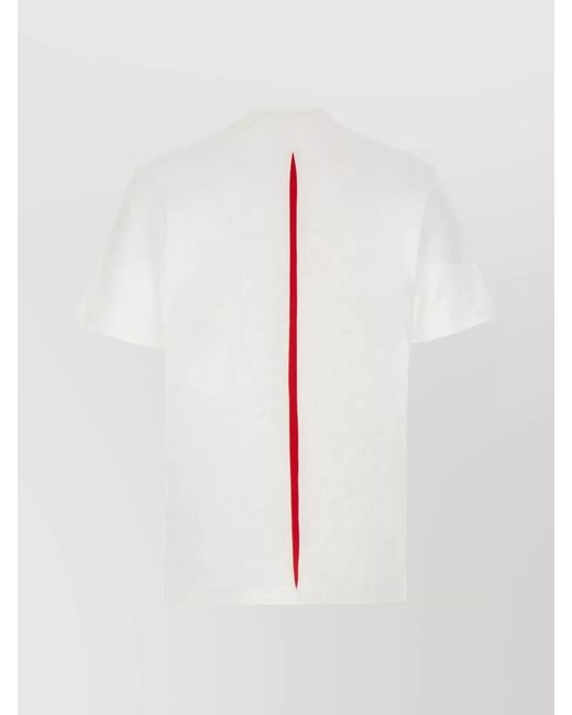 Ferragamo White Ribbed Cotton Logo Print T-Shirt for men