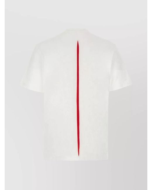 Ferragamo White Ribbed Cotton Logo Print T-Shirt for men