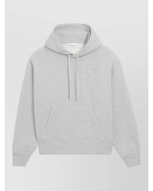 AMI White Ami De Coeur Cotton Logo Hoodie for men