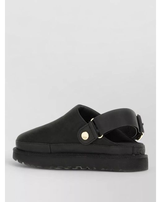 Ugg Black Leather Clog Mules